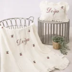 Müslin Set – Yastık ve Battaniye (Kiraz Detaylı)