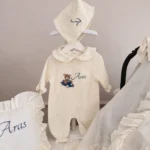 Müslin Set- Yastık, Battaniye, Puset Örtüsü ve Tulum (Araba ve Ayıcık Detaylı) - Görsel 4