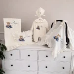 Müslin Set- Yastık, Battaniye, Puset Örtüsü ve Tulum (Araba ve Ayıcık Detaylı)