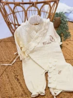 Müslin Set – Yastık, Battaniye ve Tulum (Kelebek Detaylı) - Görsel 2