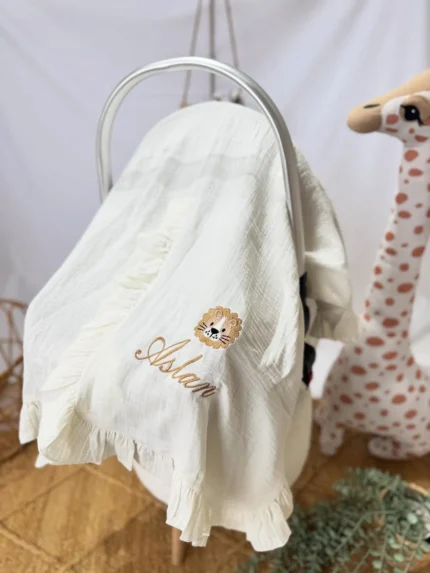 Müslin Puset Örtüsü (Aslan Detaylı)