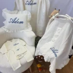 Müslin Set – Yastık, Battaniye, Puset Örtüsü ve Tulum (Sade)