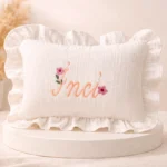 Yenidoğan Müslin Yastık (Çiçek Detaylı)