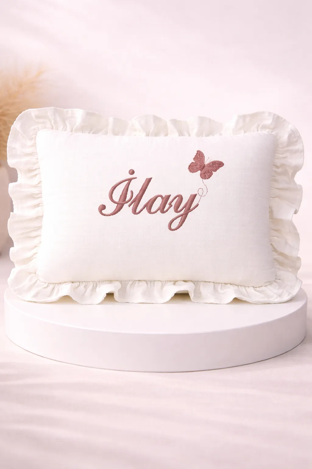 Yenidoğan Müslin Yastık (Kelebek Detaylı)