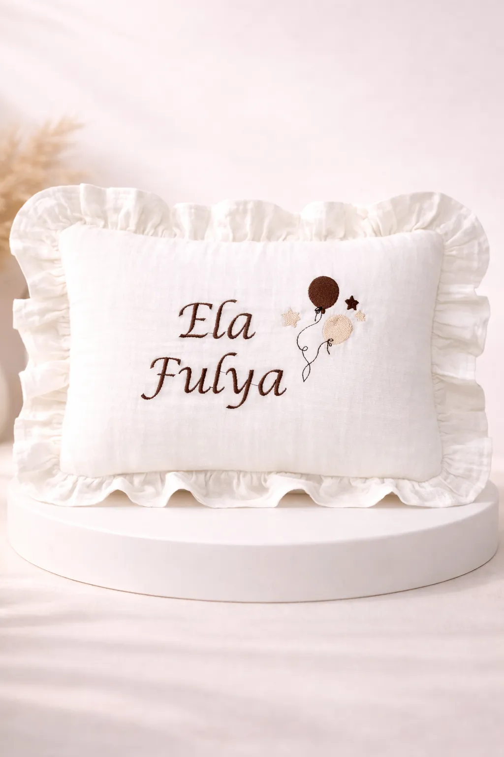 Yenidoğan Müslin Yastık (Balon Detaylı)