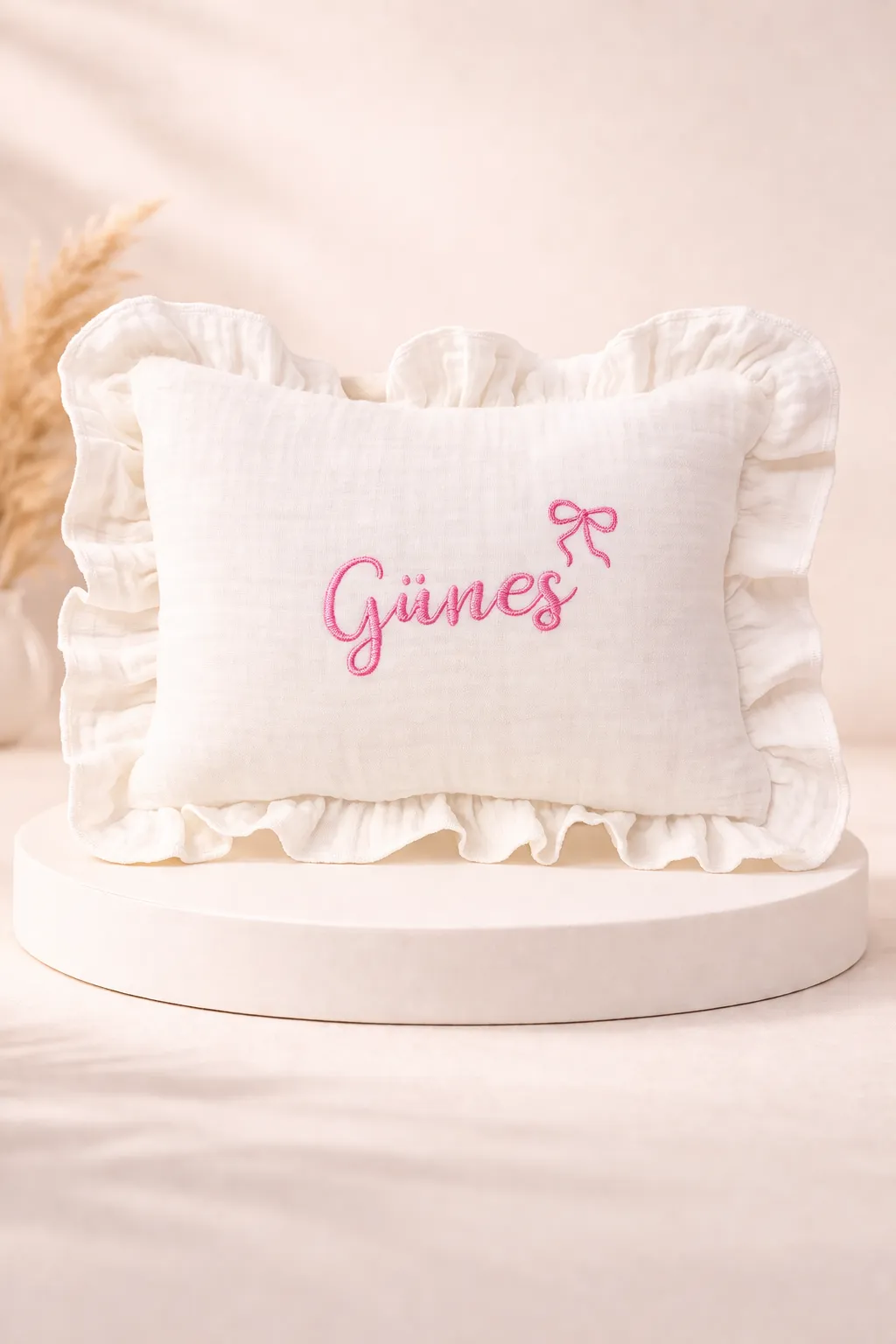 Yenidoğan Müslin Yastık (Fiyonk Detaylı)