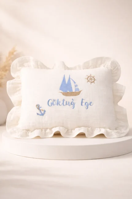 Yenidoğan Müslin Yastık (Denizci Detaylı)