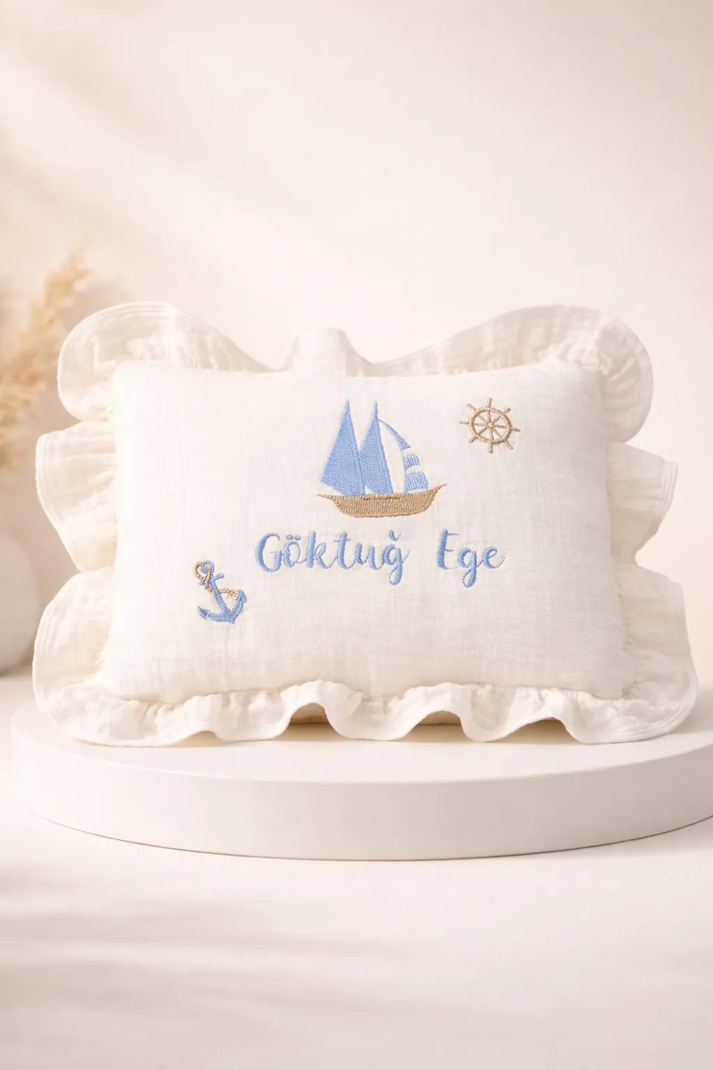Yenidoğan Müslin Yastık (Denizci Detaylı)