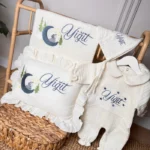 Müslin Set - Yastık, Battaniye ve Tulum(Kurt ve Ay Detaylı)