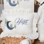 Müslin Set - Yastık, Battaniye ve Tulum(Kurt ve Ay Detaylı) - Görsel 3