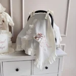 Müslin Set - Yastık, Battaniye, Puset Örtüsü ve Tulum(Tavşan ve Kelebek Detaylı) - Görsel 2